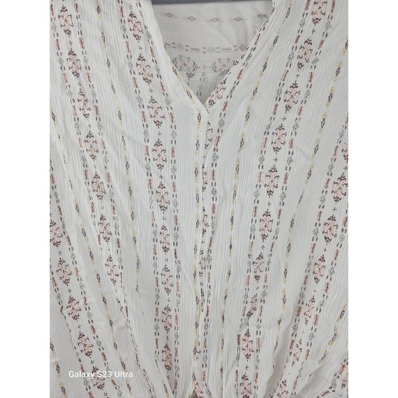 BECOOL szS, boho floral print long-sleeved blouse with tie in front - Picture 3 of 5